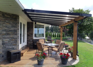 Wood Post with Glass Patio Cover