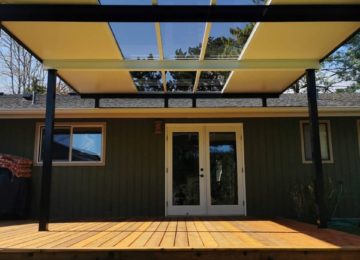 Patio cover with glass for light