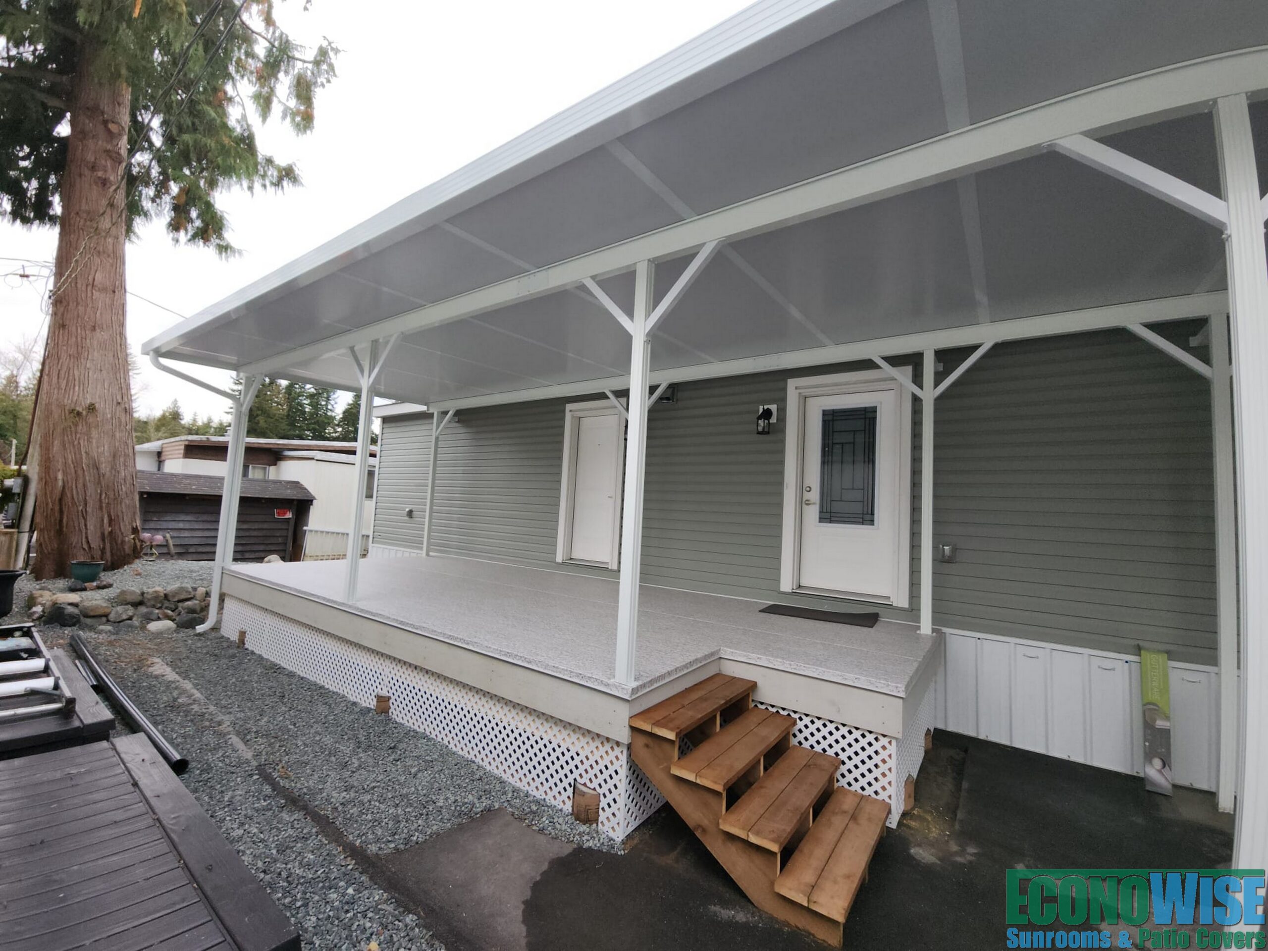 New entrance deck and carport for a modular home